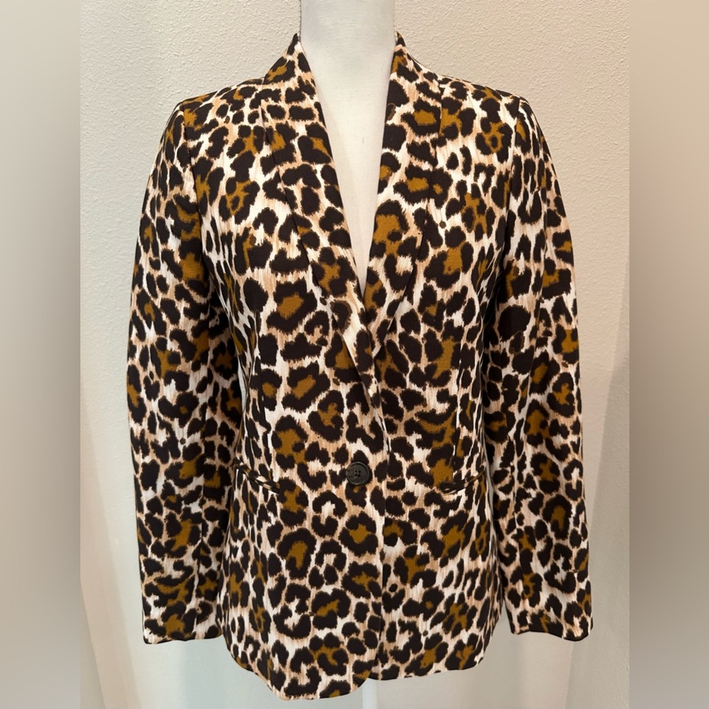 J. Crew Linen Leopard Print Blazer - Women’s Size 4